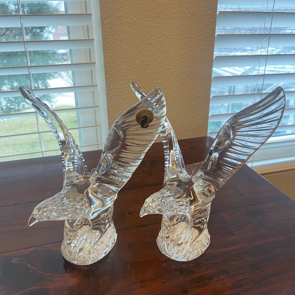 Elegant Waterford Crystal Eagle Sculptures